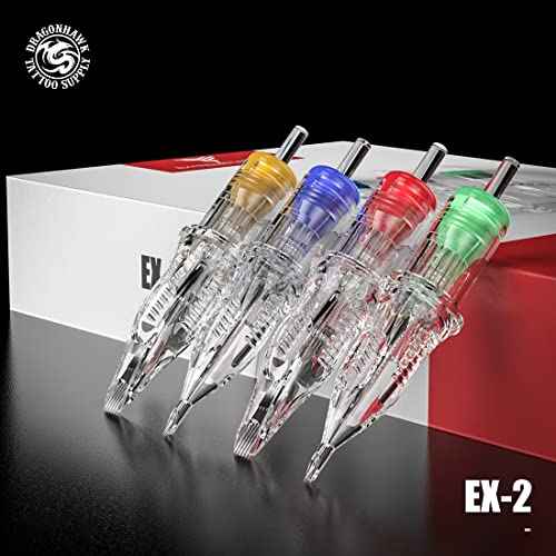 Dragonhawk Extreme Professional Tattoo Cartridge Needles #10 Assorted - 20Pcs 1007RM for Rotary Tattoo Pen Round Magnum Smooth Ink Flow