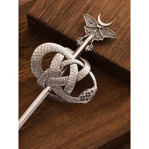 HAQUIL Viking Snake Moth Hairpin, Viking Celtic Knot Retro Hairpin, Minimalist Hair Accessories for Women