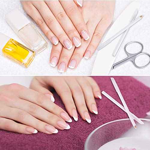 Maitys 10 Pieces White Nail Pencil 2-in-1 Whitening French Manicure Pencil Under Nail with Cuticle Pusher for Manicure Supplies Art DIY Tool