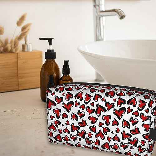 Travel Toiletry Bag Abstract Heart Pattern Personalized Travel Makeup Bag Large Capacity with Zipper Multi-Style Portable,Women and Men Gift Idea Travel Cosmetic Bag