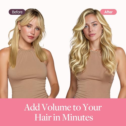 GOO GOO Tape In Weft Hair Extensions Human Hair, Genius PU Long Weft Tape In Hair Extensions Real Human Hair, Silky Easy to Use, P17A/60A Ash Blonde Highlighted Platinum Blonde 18 inch 50g