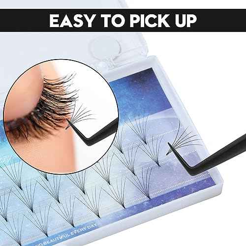 Ms.Queen Lash Tweezers for Eyelash Extensions, Diamond Grip 90 Degree Fiber Tip Volume Lash Extension Tweezers,Black
