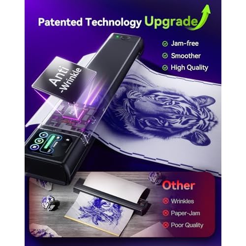 Phomemo M08F Plus Tattoo Stencil Printer with Touchscreen, Bluetooth Tattoo Printer Machine with 10pcs Premium Transfer Paper, Compatible with Phone/Tablet/PC, Tattoo Supplies for Tattoo Artists