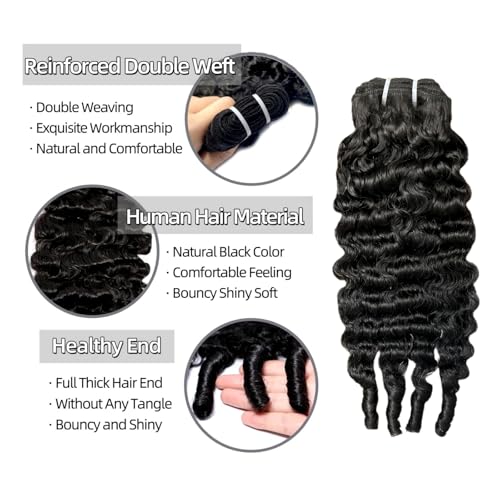 Burmese Curly Bundles Human Hair 16 18 20 Inch 12A Grade 100% Unprocessed Brazilian Virgin Hair Weave with Spriral End 3c4a Quick Weave Real Human Hair Extensions For Black Women Natural Black
