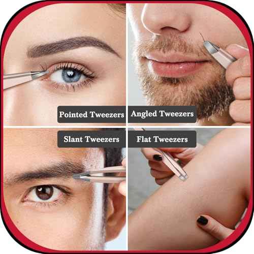 TsMADDTs Tweezers for Women Facial Hair, 8 in 1 Eyebrow Kit with Tweezers, Eyebrow Trimmer Scissors, Razor, Brush with Travel Bag, Hair Plucking Daily Beauty Tools