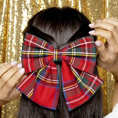 Scunci by Conair Tartan Bow Barrette - hair bows - holiday - gifts for teen girls - hair accessories for women - stocking stuffers - hair barrettes- red bow