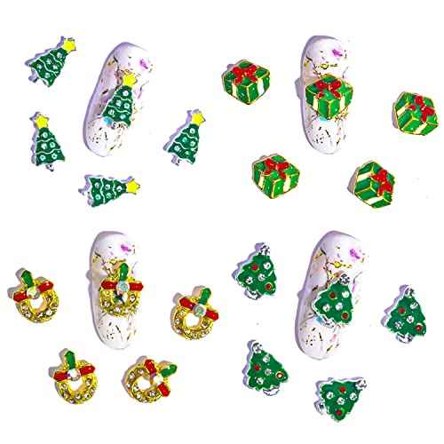SILPECWEE 40pcs 20 Style Christmas Nail Charms Nail Jewels 3d Nail Art Charms For Holiday Nail Rhinestone Nail Studs Nail Art Decoration Kit