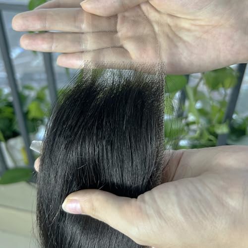 MEODI 2x6 Skinlike HD Lace Closure Only, 0.1mm Ultra-thin Invisible HD Lace Can Melt into Any Skin Tone Pre-plucked Straight Human Hair Clsoure 16 Inch