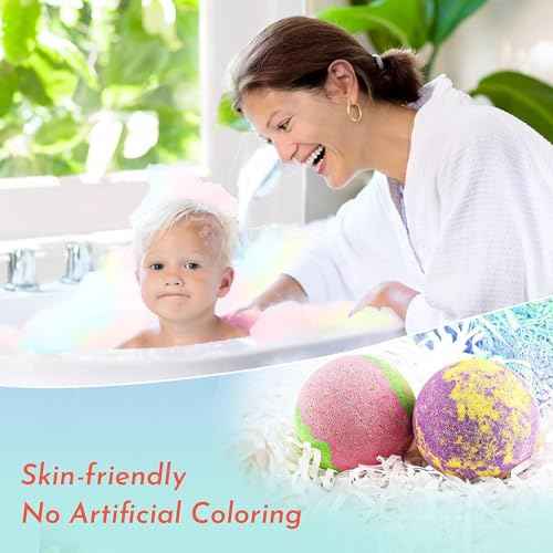 DUAIU 14pcs Gift Set: Organic Bath Bombs with Natural Essential Oils - Relaxing Bath Gift Set for Women, Kids, Her, Him, Wife, Girlfriend, Mother, Dad