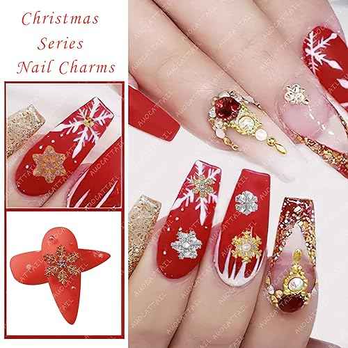 AUOCATTAIL 32PCS Snowflake Nail Rhinestones Christmas Nail Art Charm 3D Gems Crystals Diamonds Accessories for DIY Manicure Craft