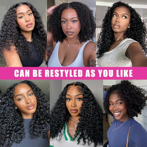 3C 4A Curly Clip In Hair Extension Real Human Hair 24 Inch Kinky Curly Clip in Hair Extensions Real Human Hair Brazilian Remy Human Hair Extensions Double Weft 8Pcs 110g Natural Black