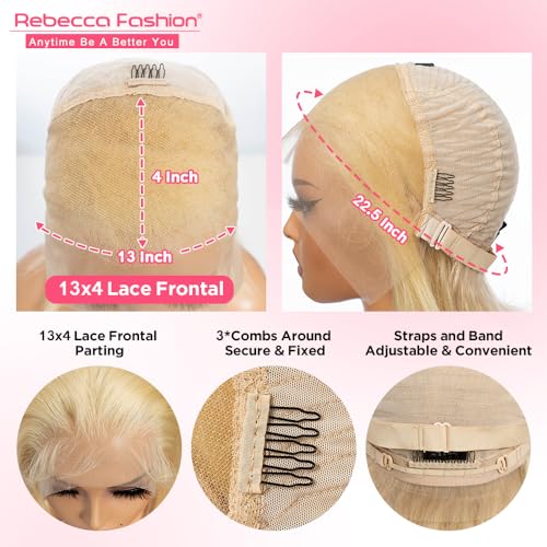 Rebecca Fashion Blonde Bob Wig Human Hair 613 Bob Lace Front Wig Human Hair 13X4 Blonde Lace Front Bob Human Hair Wig Pre Plucked With Baby Hair 150% Denisty 10 inch