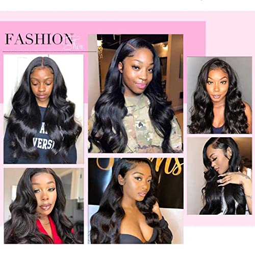 DMS Human Hair Bundles Body Wave Brazilian Virgirn Human Hair Bundles 3 Bundles Brazilian Body Wave Unprocessed Brazilian Human Hair Wave Bundles (16 18 20, body natural black) ¡¦