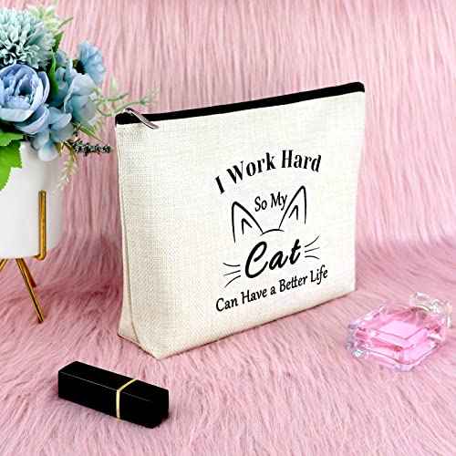 Sfodiary Cat Lovers Gift for Women Makeup Bag Cat Mom Gift Animals Lovers Gift for Friend Sister Cosmetic Bag Funny Birthday Gift for Pet Owner Graduation Christmas Gift for Her Travel Cosmetic Pouch