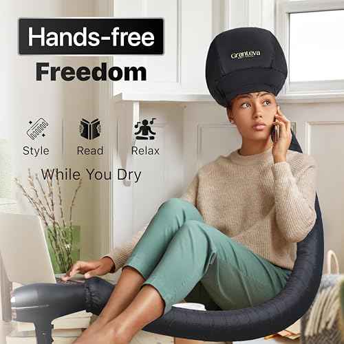 Hooded Hair Dryer Attachment with Dual Turbo Airflow & Soft Headband ? Speeds Up Drying for Curly Hair, Reduces Heat on Ears & Neck ? Large Hair Dryer Bonnet for Deep Conditioning at Home