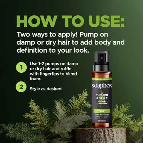 Soapbox Men's Thicken & Style Foaming Texturizer, Men's Hair Styling Foam, Hair Care for Men, 5oz