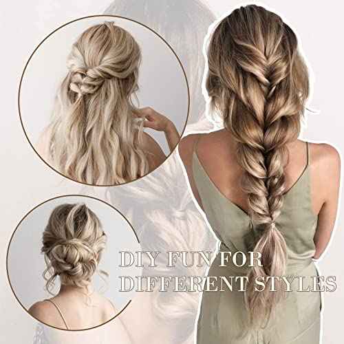 REECHO Hair Extensions, 4PCS Clip in Hair Extensions HE001 Natural Soft Synthetic Hairpieces for Women (20 Inch-200 Gram (Pack of 4), Dark Blonde with Light Blonde Highlights)