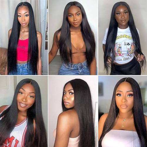 4x4 Lace Front Wigs Human Hair, 150% Density Straight, Glueless, Pre Plucked, Brazilian Virgin, HD Lace Closure, 18 Inch, Black, Female, Adult, Straight, 22-22.5 Inch