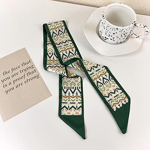 NCDUANSAN Retro small silk scarf girl heart spring and summer narrow ribbon headband headband bag long scarf headdress