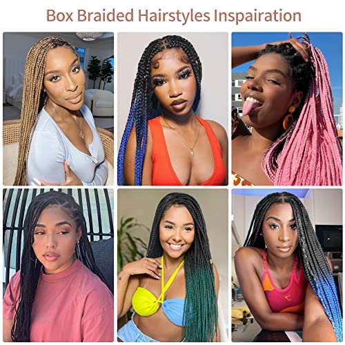Lexqui 36'' Knotless Box Braided Wigs for Women Braided Lace Wigs Full Lace Braided wig Premium Synthetic Triangle Lace Front Braided Wigs with Baby Hair Braid Lace Front Wig Natural Black