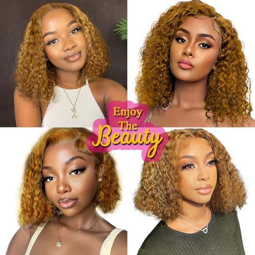 Honey Blonde Wig Deep Wave Lace Front Wig Human Hair Pre-Plucked Blonde 13x6 Hd Lace Front Wig 180% Density For Women