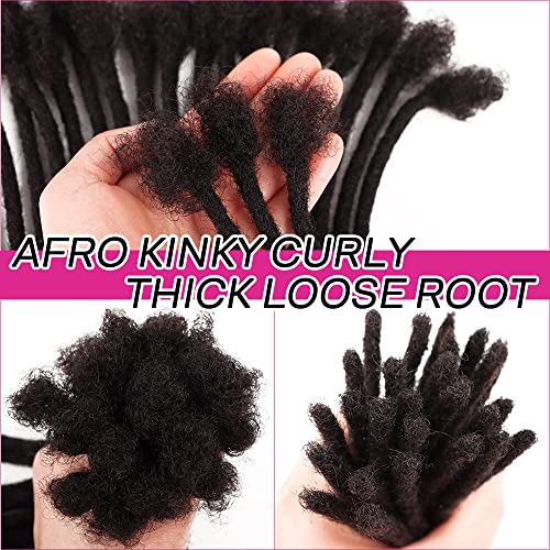 100% Loc Extensions Human Hair, 8Inch 0.8cm 40 Strands Handmade Dreadlock Extensions for Men Women Kids (#Natural Black)