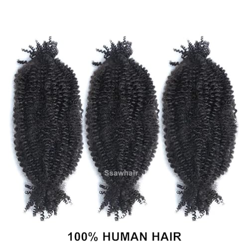 Afro Kinky Curly Human Hair Bulk Springy Twist Hair Extensions For Twist Braiding Locs Hair Pre-Separated Springy Afro Twist Human Hair Extensions 20 Inch 100g