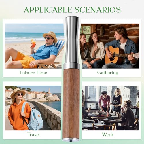 Quit Inhaler Aluminum Wooden Upgraded with 4 Packs Mint Spearmint Orange Blueberry Flavored Cotton Cores, Break Up Bad Habits