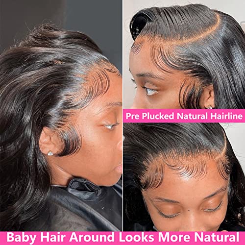 Lemoda Outlet Deals 13x4 Body Wave Lace Front Wigs Human Hair 180% Density 13x4 HD Transparent Lace Frontal Wig Pre Plucked 14A Brazilian Virgin Human Hair Wigs for Women 20 Inch