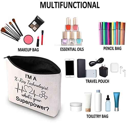 G2TUP Radiologic Technologist Gift X-Ray Tech Makeup Bag I'm a X-Ray Technologist What's Your Superpower Cosmetic Bag Future X Ray Technician Ray Tech Graduation Gift (X-Ray Technologist White Bag)
