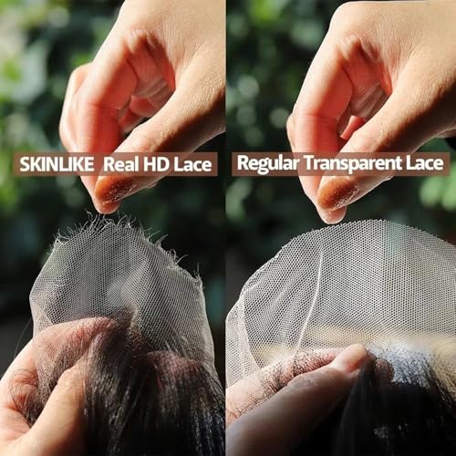 Real Skinlike 2X6 HD Crystal Lace Closure Wig Short Bob Human Hair with Thin Knots 180% Density Blunt Cut Bob Straight Natural Black Brazilian Remy Hair Swiss Lace Wigs For Woman Bleached Knots 8Inch