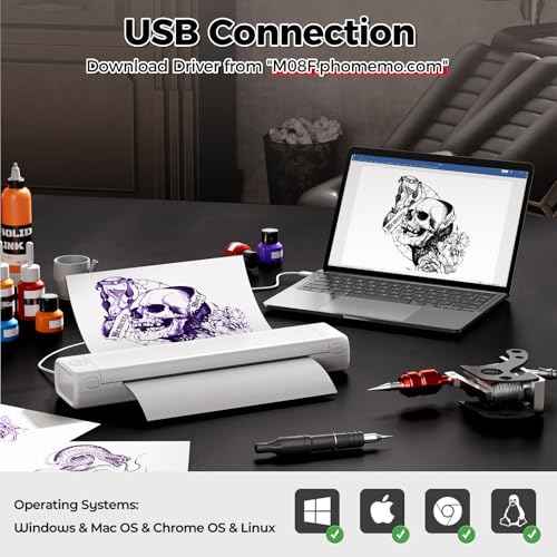 Zoolion Bluetooth Tattoo Stencil Printer, Tattoo Printer for Skin, M08F Tattoo Printer Copier with 10Pcs Transfer Paper, Thermal Printer Tattoo Support Phone&Tablet&PC, Stencil Machine for Tattooing