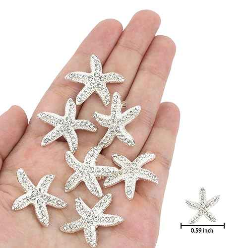 YISSION Starfish Hair Clip, 20Pcs White Rhinestone Hair Pins for Girls Women, Small Decorative Hair Clips, Wedding Hair Barrettes, Bridal Hair Accessories, Beach Wedding Party