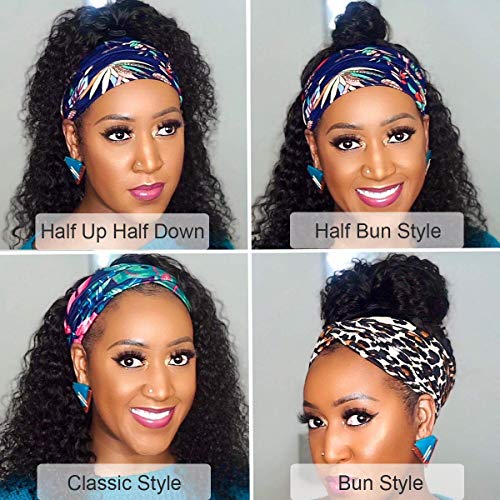 XSY Headband Wig Human Hair Deep Wave Headband Wigs for Black Women 22 Inch None Lace Front Wigs Machine Made Wigs Glueless Brazilian Curly Human Hair Wig