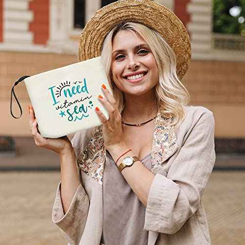 MUBIAO Travel Cosmetic Bag - Blue Letter Print - 10x7 inches - Unisex - Perfect for Travel & Gifts