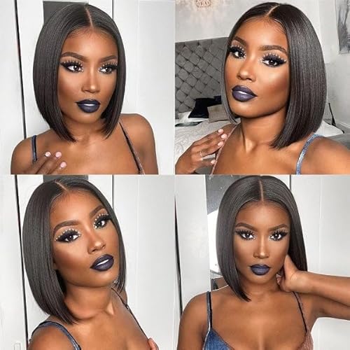 MUPRETTY 18A Raw Bob Wigs Human Hair 4x4 Lace Closure Wig Triple Lifespan Than Regular Virgin Hair Wig Keep Silky And Smooth After Multiple Washes(12Inch)