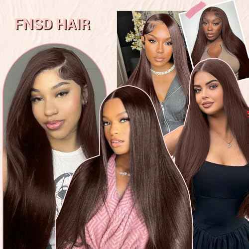 26 Inch Chocolate Brown Lace Front Wig Human Hair 220 Density 9x6 HD Lace Brown Wear and Go Glueless Wigs Pre Plucked Pre Cut Dark Brown Wig Human Hair Straight Glueless Wig for Women