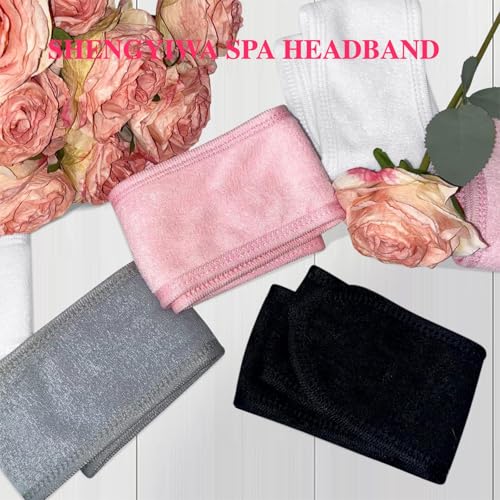 80 Pack Adjustable Spa Headband for Women Non-Slip Facial Hair Wrap (WH&BK&GY&PK, 80)