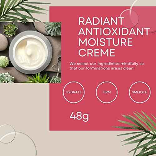 Radiant Antioxidant Moisture Creme 1.7 oz Squalane Face Cream for Women Aging Skin For Dry, Sensitive, Facial Moisturizer Wrinkles Dark Spots Sun Damage