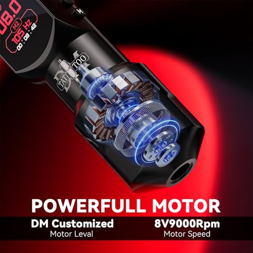 Tattoo Gun 4.0mm Stroke Length Wireless Tattoo Machine with Ultra OLED Display Screen Tattoo Pen with 1500mAh Battery Compact Lightweight Design for Tattoo Beginners and Artists