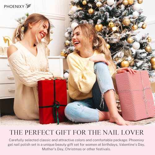 PHOENIXY 51 Pcs Gel Nail Polish Kit with U V Light, 35 Colours Gel Polish with 5 Pcs Base Top Coat Manicure Starter Nail Polish Set Gifts for Women ST9016