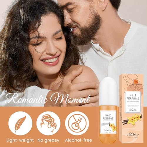 Hair Perfume for Women, Long Lasting Fragrance Hair & Body Perfume Mist, Vanilla Pheromone Spray for Hydrating Hair Shine & Frizz Control, Hair Perfume Oil for Odors Remove, 50ml
