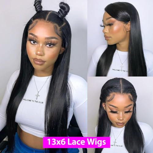 13x6 Lace Front Wigs Human Hair Straight 180% Density Glueless Human Hair Wigs for Black Women 13x6 Straight Lace Front Wigs Pre Plucked Lace Wigs 26 Inch