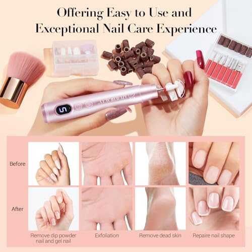 AZUREBEAUTY Dip Powder Nail Kit with Electric Nail Drill 24 Colors Summer Bright Neon Yellow Orange Starter Kit with Dip Liquids Base Top Coat Activator Portable Manicure French Nail Art Essential Set