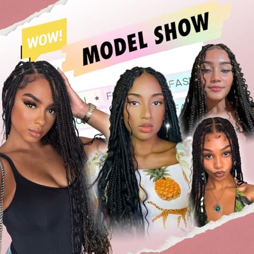 36 inch Knotless Boho Braided Wigs for Women 360 Single lace Bohemian Box Braid Wig With Baby Hair