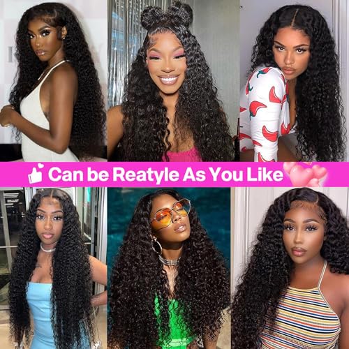 360 Lace Front Wigs Human Hair Pre Plucked Deep Wave Lace Front Wigs Human Hair Wigs for Black Women with Baby Hair Natural Hairline Deep Culy 360 Full Lace Wigs 18 Inch