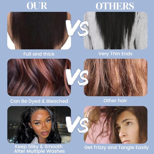 Body Wave Human Hair Bundles with Closure (12 14 16+10) 100% Unprocessed Brazilian Virgin Human Hair Weave Extensions 3 Bundles with 4x4 HD Transparent Lace Clsoure