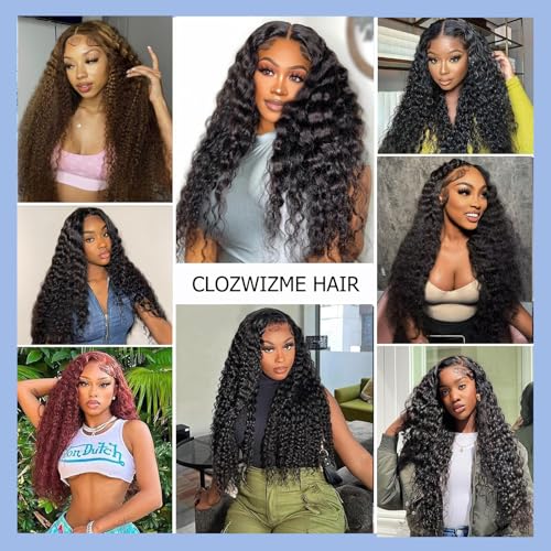 Deep Wave Human Hair Bundles 18 20 22 Inch Deep Curly Bundles Human Hair 12A Unprocessed Brazilian Virgin Weave 3 Bundles Real Human Hair Extensions 1B Natural Black Bundle for Women