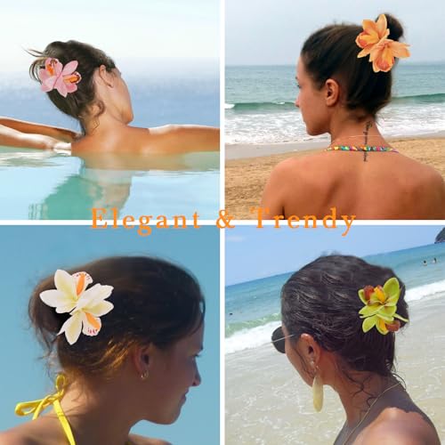 5 Pack Hawaiian Flower Hair Clips for Women Flower Hairpins Cute Beach Accessories Summer Hairpins Flowers for Hair