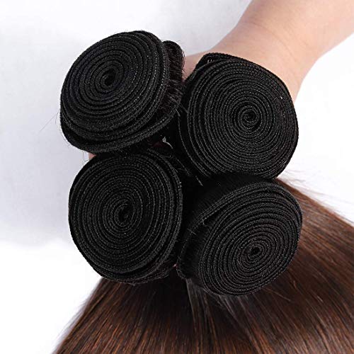Brazilian Virgin Ombre Hair Silky Straight Hair Weave One Bundle Unprocessed Virgin Human Hair Extensions T1B/4/27 Mixed Length (28)